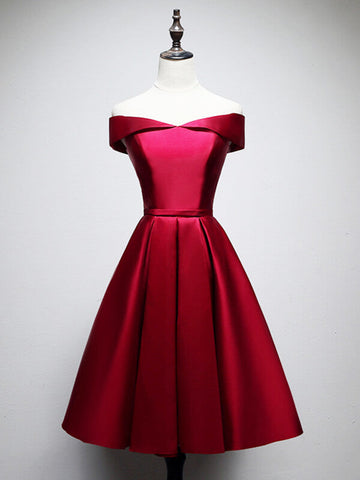 Woochic robe courte fluide mode de demoiselle d'honneur prom Rouge XS